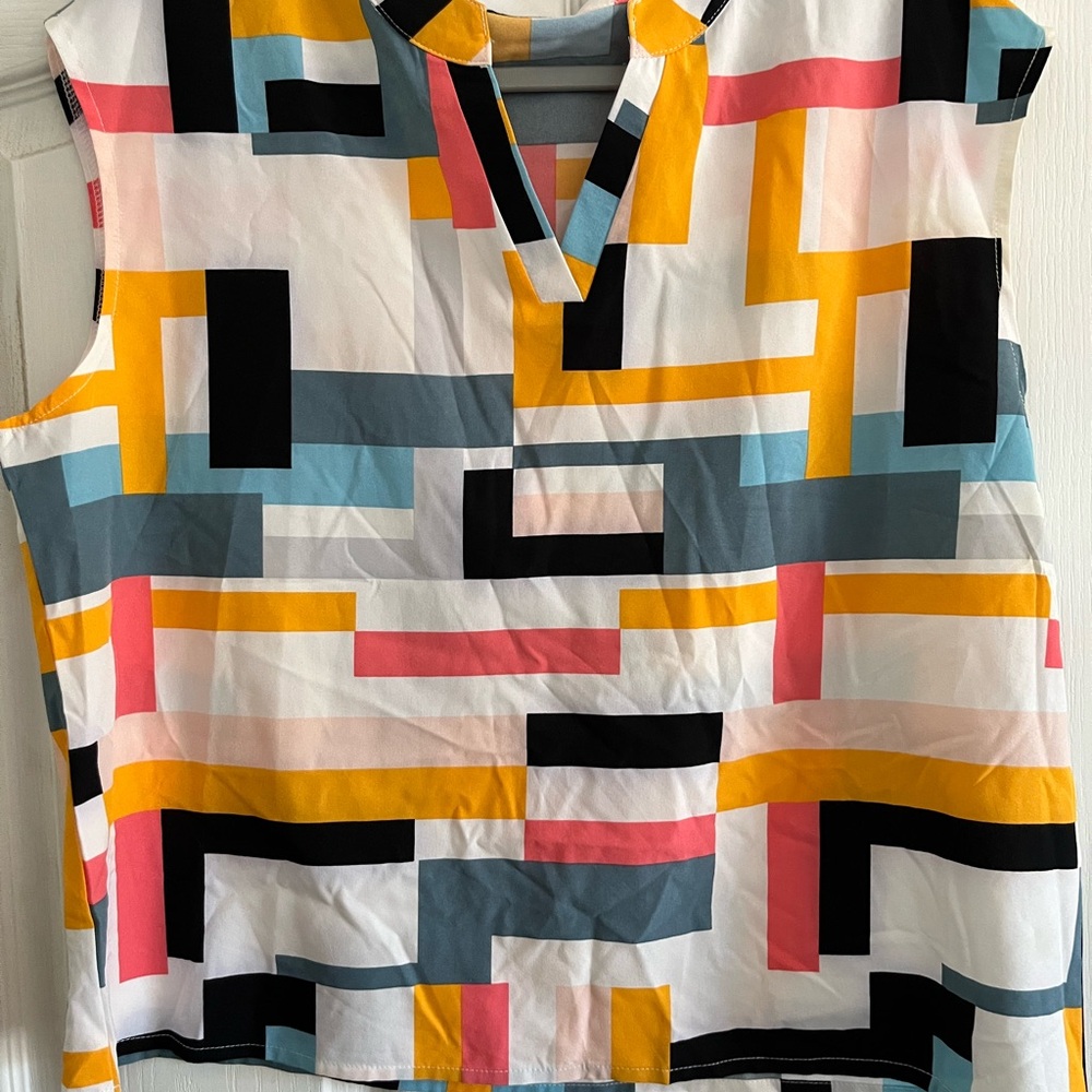 SHEIN Multicolor Geometric Blouse